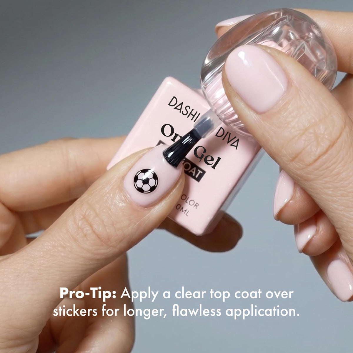 Dashing Diva lifestyle photo of finished manicure showcasing glossy, salon-style results