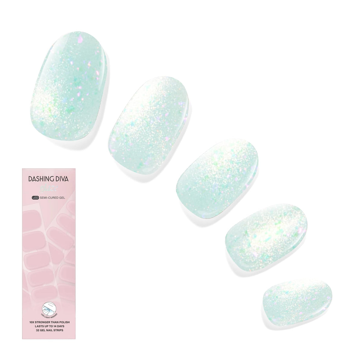 Dashing Diva front packaging showing Mist Mermaid set and included LED lamp benefit