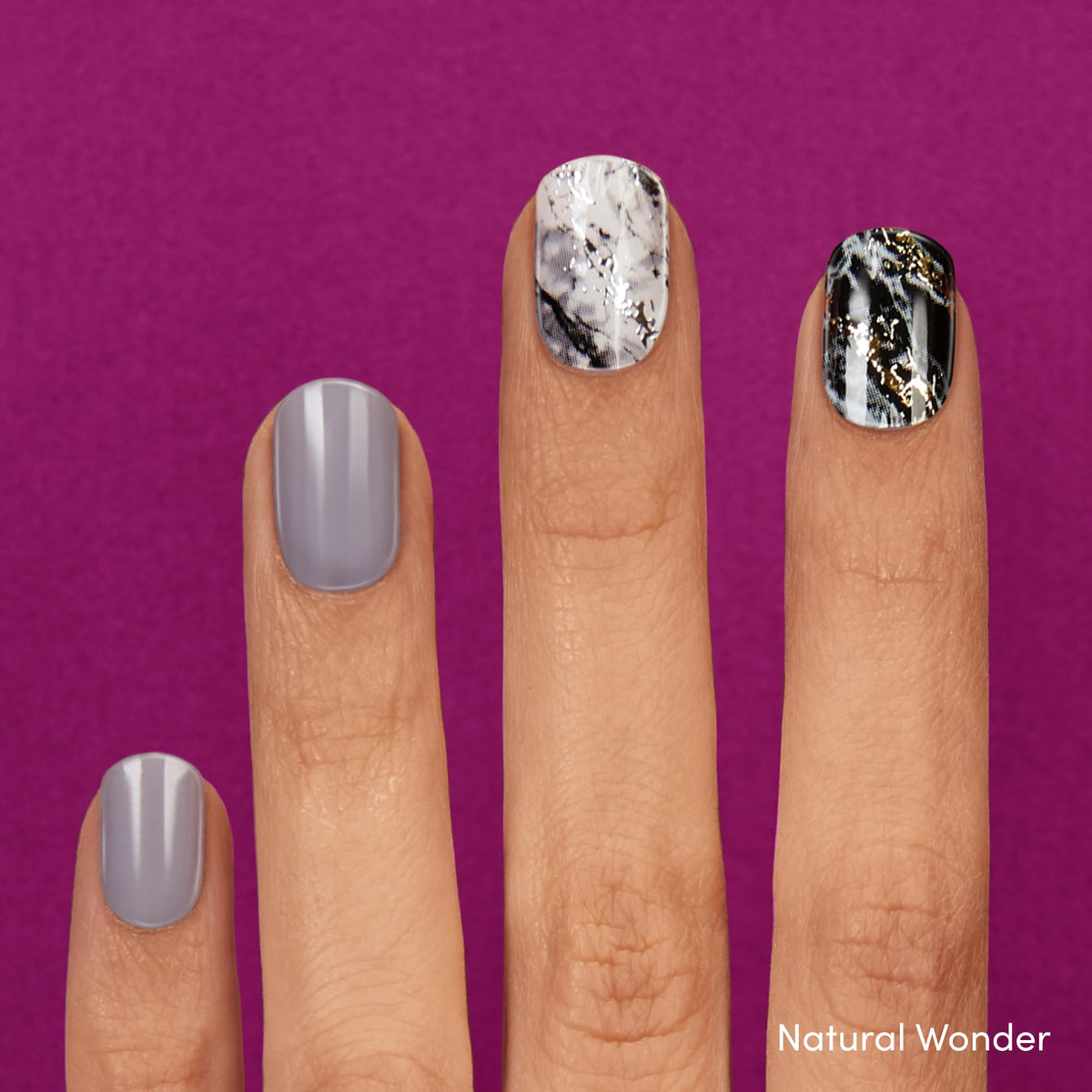 Dashing Diva Natural Wonder close-up showing marble texture and glossy finish