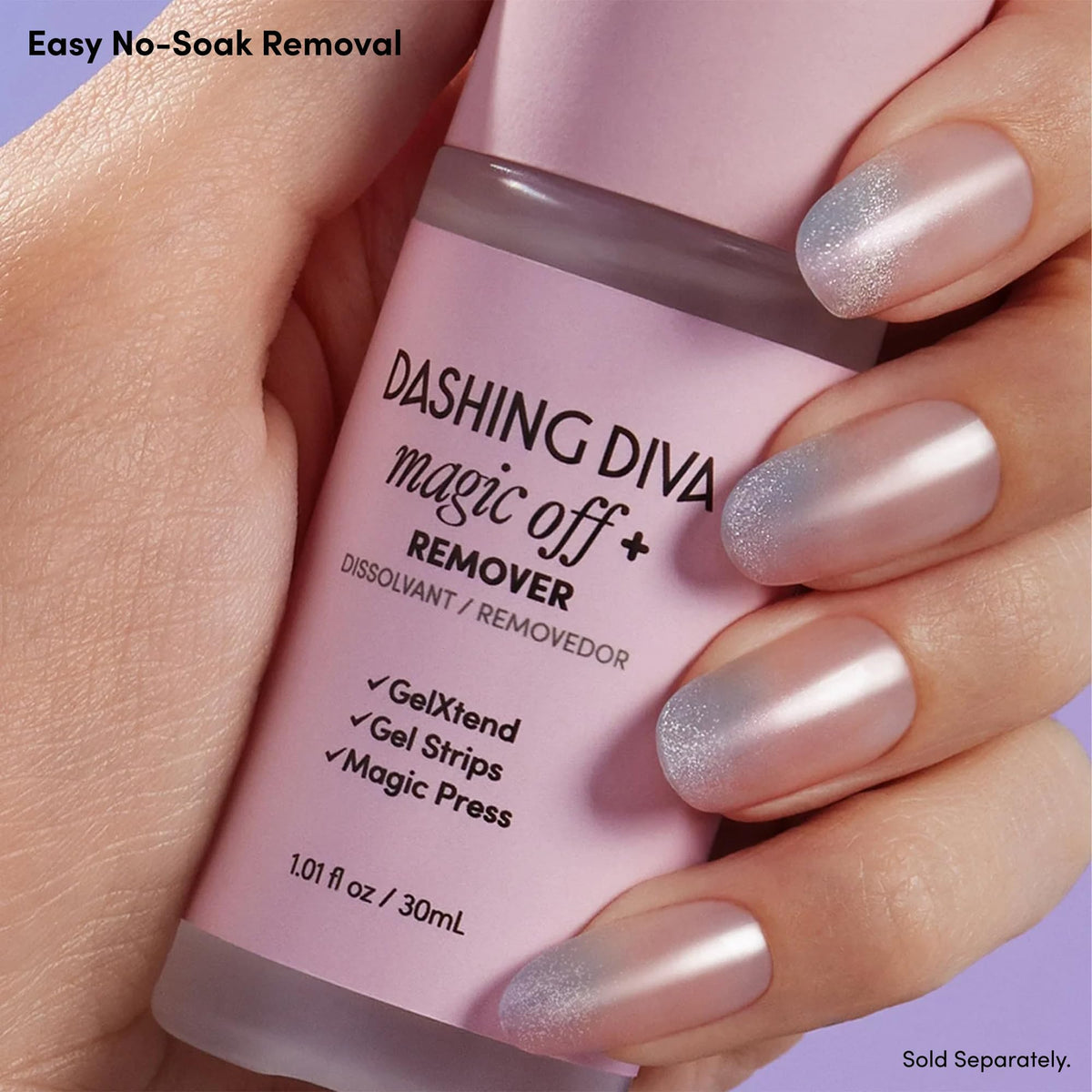 Dashing Diva removal with oil showing gentle non-damaging care benefit