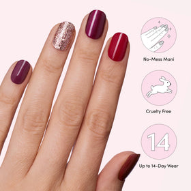 Fingers and toes with Dashing Diva strips showing size options and versatile fit benefit
