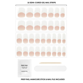 Dashing Diva strip on nail in hand demonstrating fit and natural-looking gel coverage benefit