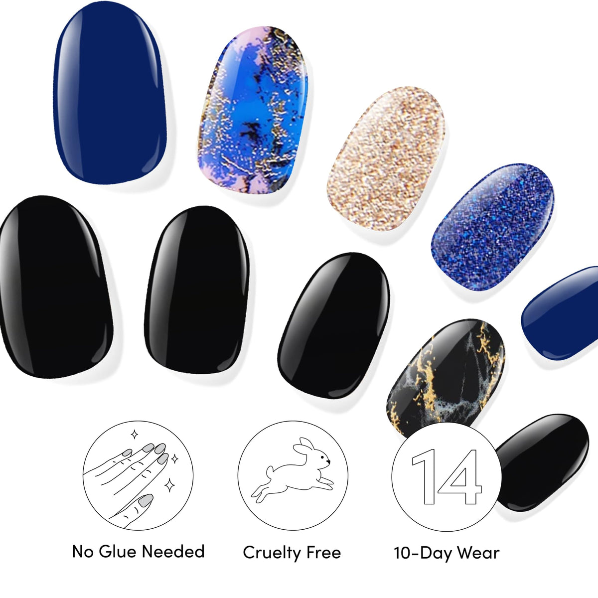 Dashing Diva nail strip next to coin to show sizes and fit for accurate selection