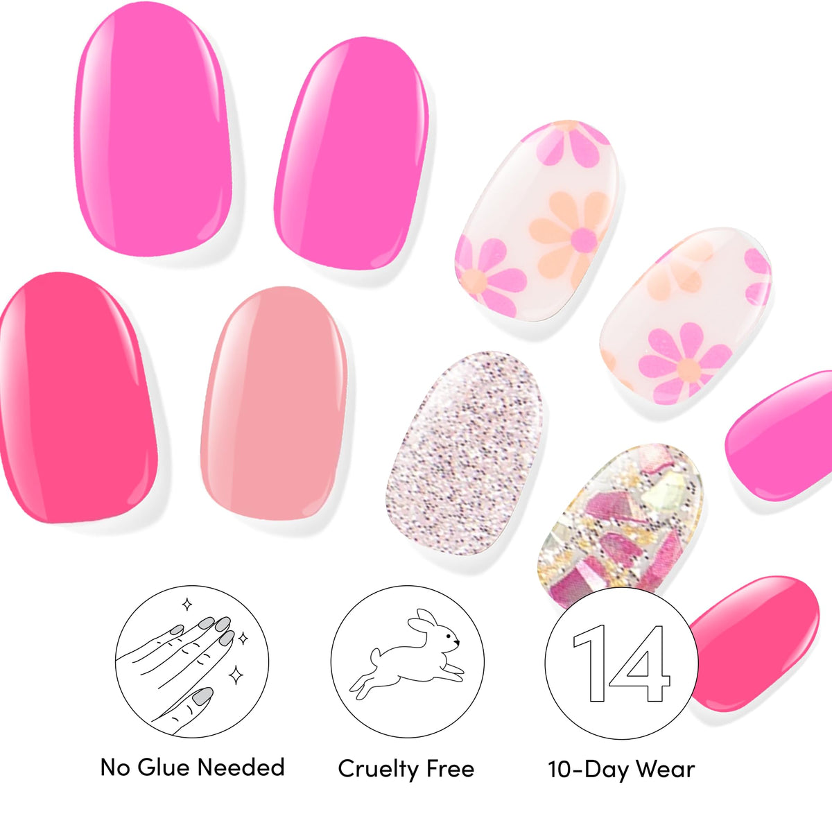 Dashing Diva flat-lay of both sets displaying available base and accent strips for mixing