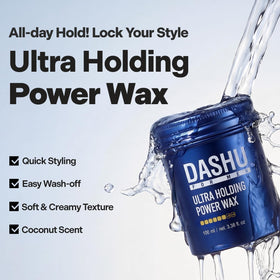 DASHU open jar close-up showing wax texture and matte finish for easy styling