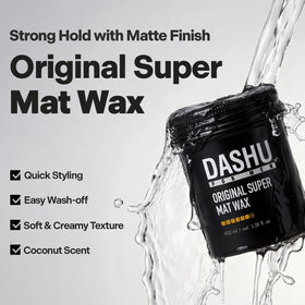 DASHU close-up of matte wax texture showing doughy ease and styling control