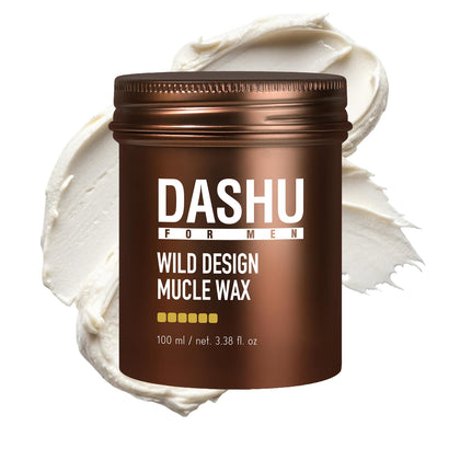 DASHU Wild Design Muscle Wax front packaging shows matte jar and bold branding for strong hold