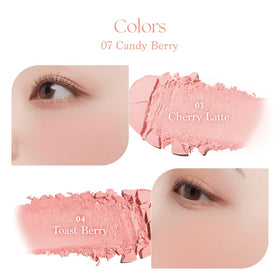 dasique model wearing Candy Berry on cheeks showing natural rosy warmth benefit