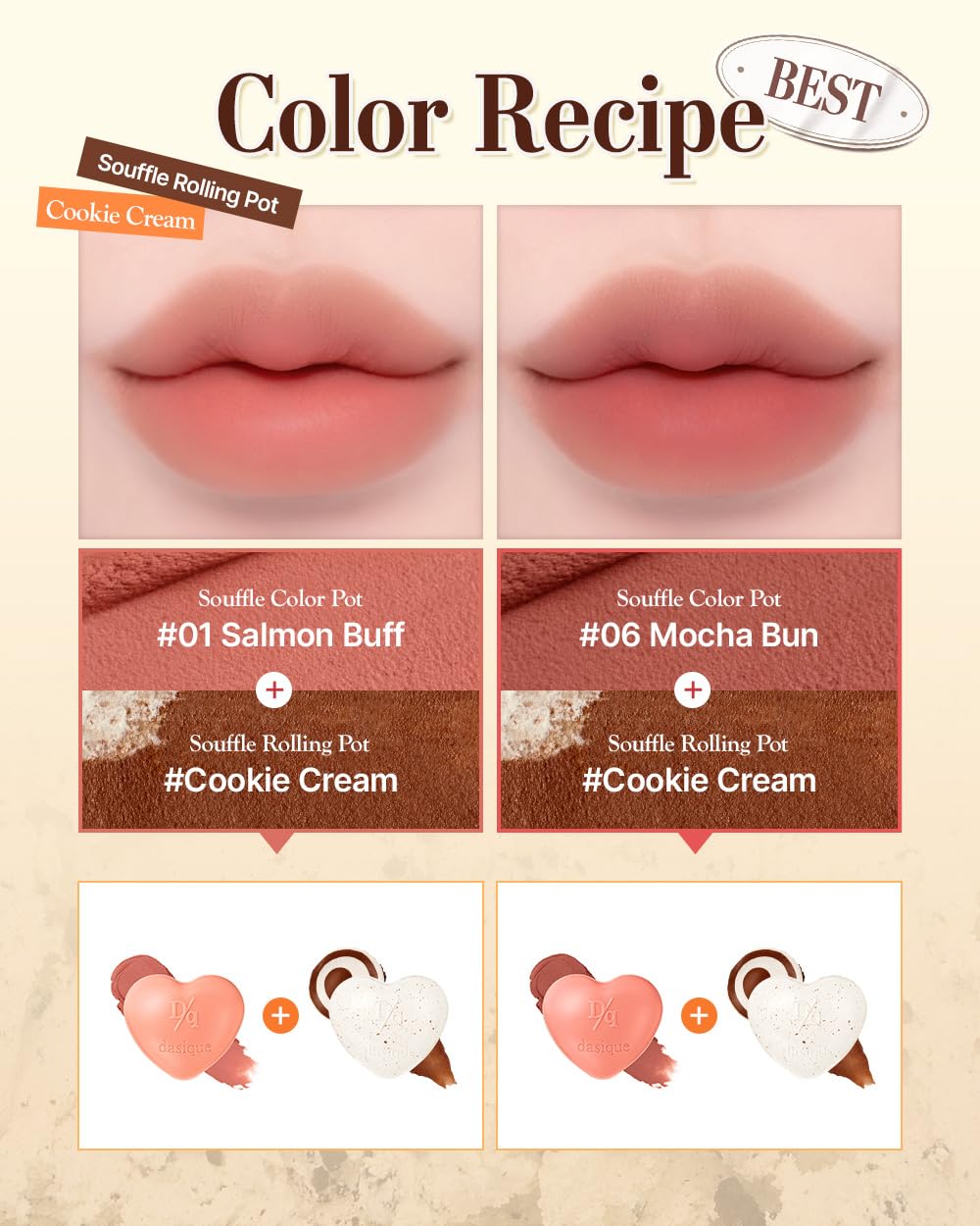 dasique lips with Cookie Cream shade showing natural, blurred tint
