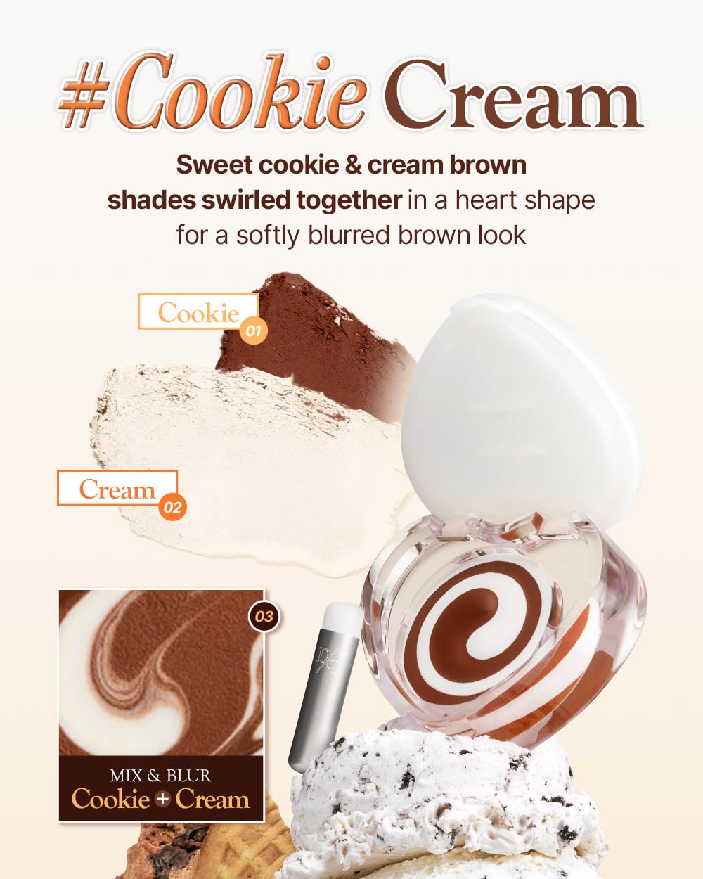 dasique arm swatches show both cookie cream shades for tone comparison