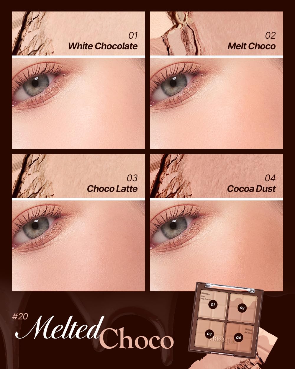 dasique close-up powder texture highlighting silky finish and smooth application
