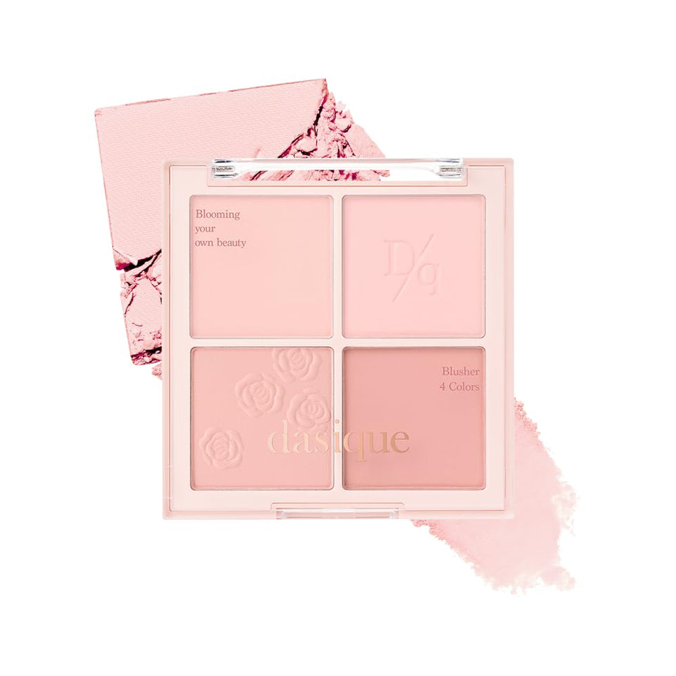 dasique front compact showing all four rosy shades and palette layout benefit