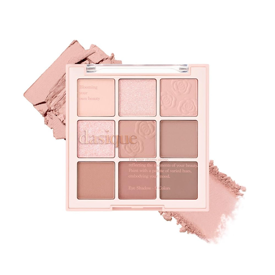 dasique palette front open showing 12 pans and color story for easy selection