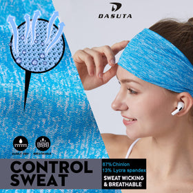 DASUTA headband worn by runner keeping hair back and sweat away