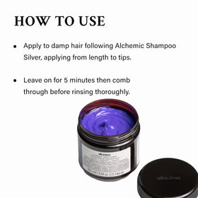 Davines Alchemic Silver being poured from tube showing easy application benefit