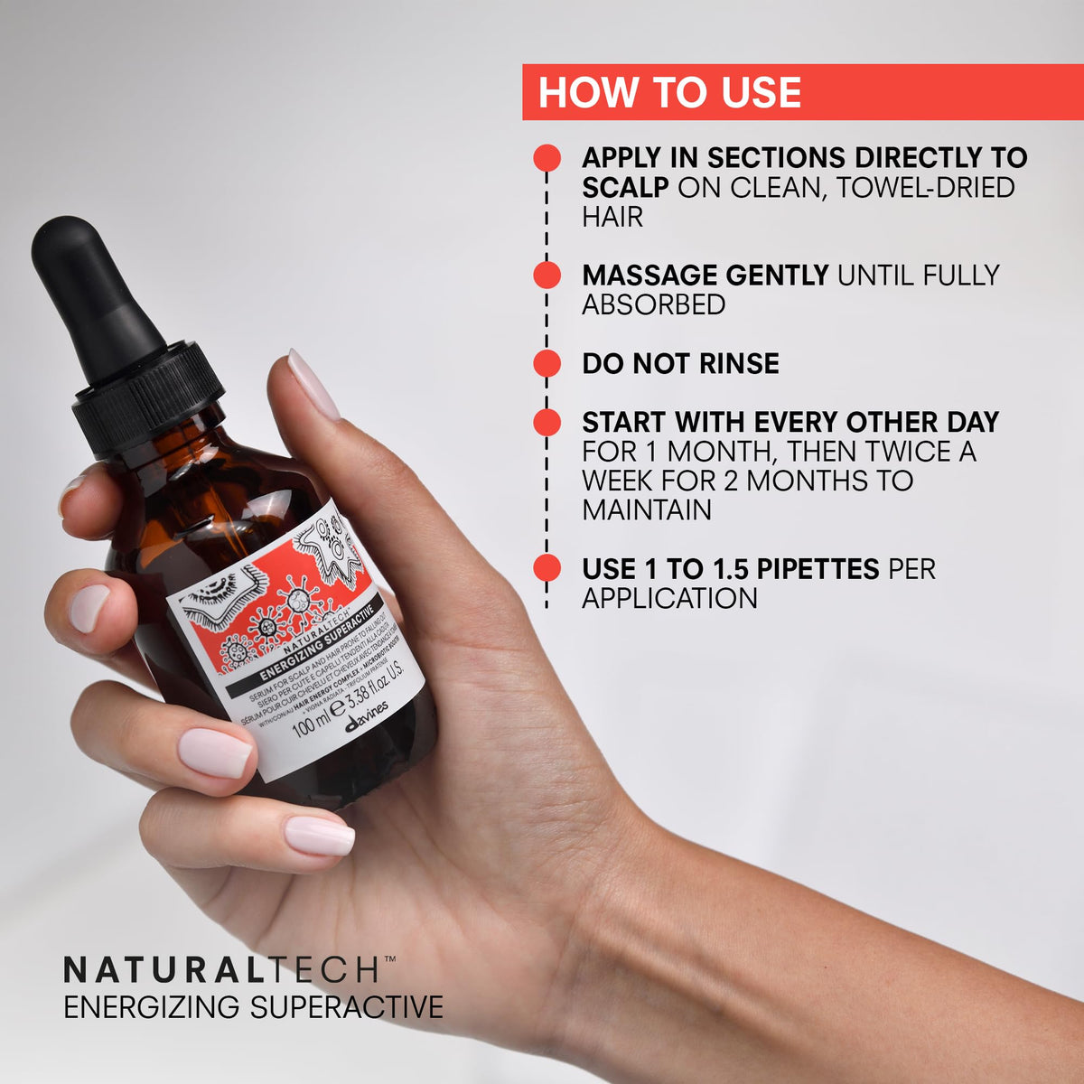 Davines application on scalp demonstrating targeted treatment benefit