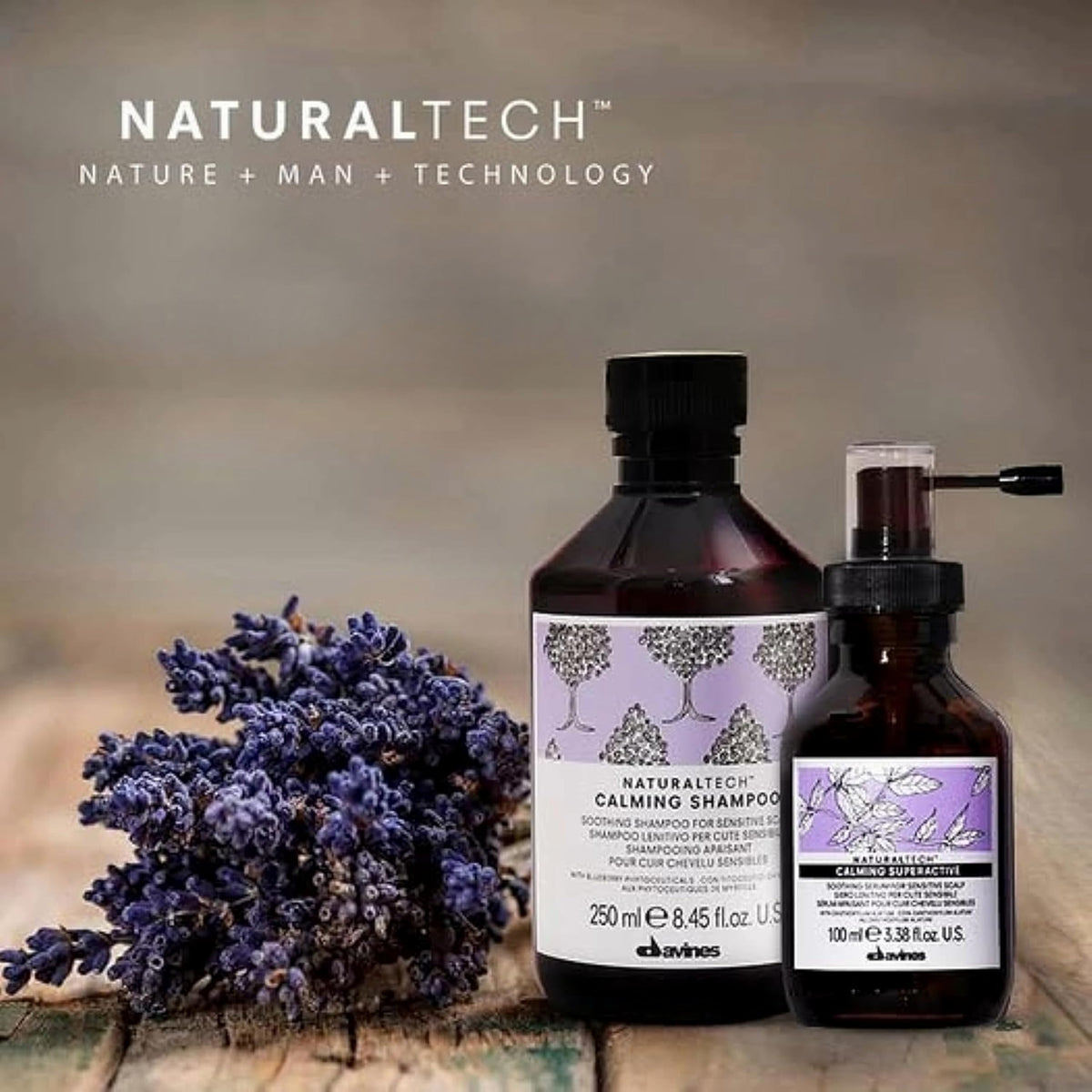 Davines bottle back label close-up listing ingredients and usage benefits