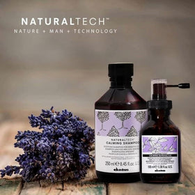 Davines bottle back label close-up listing ingredients and usage benefits