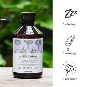Davines shampoo being dispensed into hand, showing gentle foam benefit