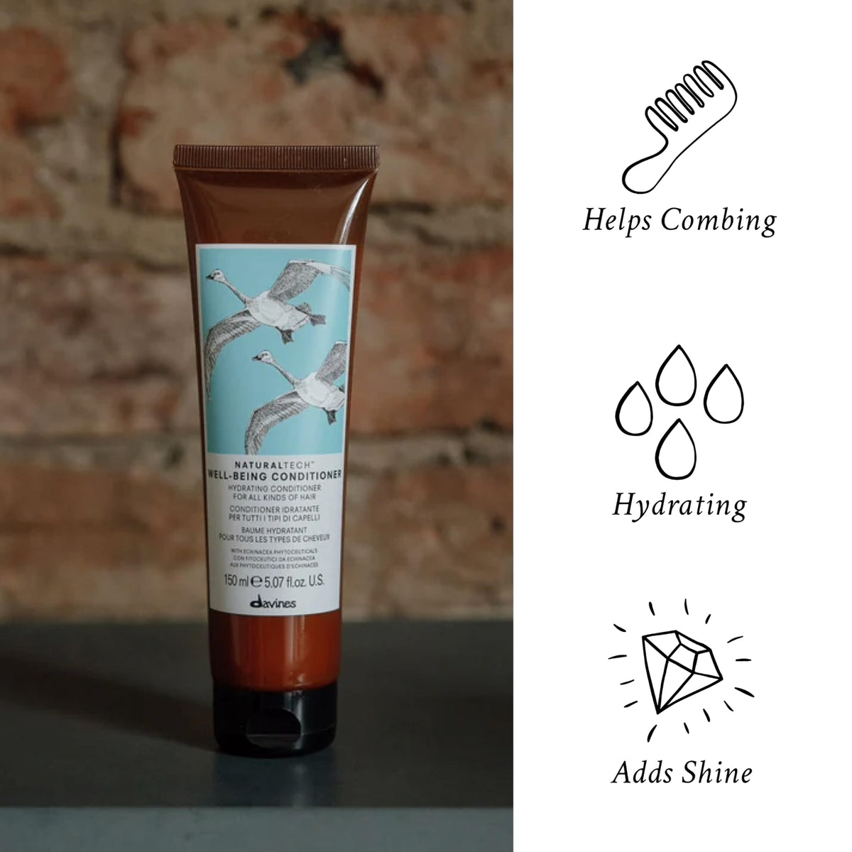 Davines conditioner being dispensed from bottle for controlled application