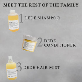 Davines DEDE conditioner being applied mid-lengths to reduce tangles