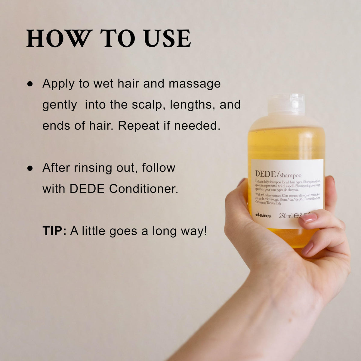 Davines DEDE shampoo light foam texture revealing gentle lather