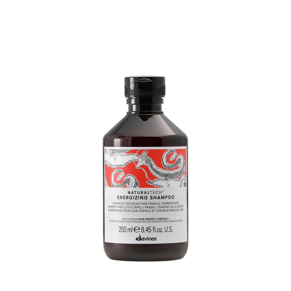Davines bottle front view showing Energizing Shampoo for thinning hair and gentle cleansing