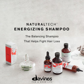 Davines pumping shampoo into hand with foam, highlighting gentle lather and scalp care