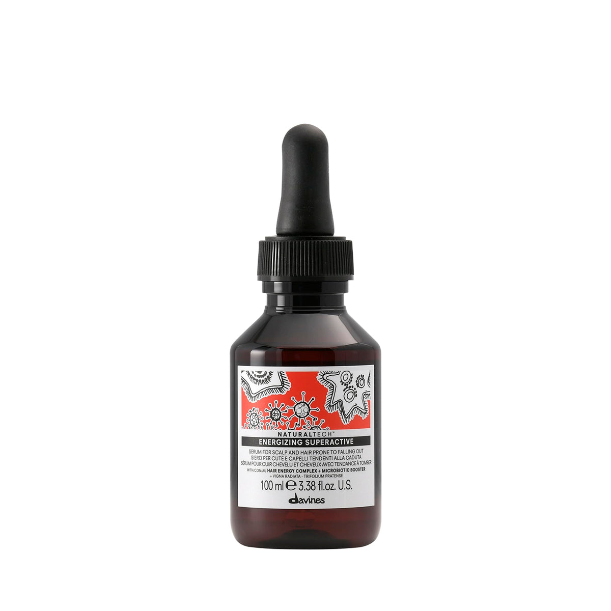 Davines bottle front packaging showing brand and travel size benefit