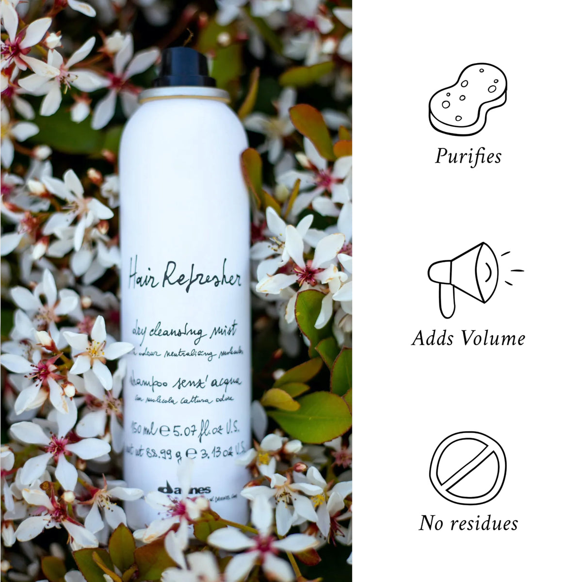 Davines spray pattern close-up demonstrating even application and coverage