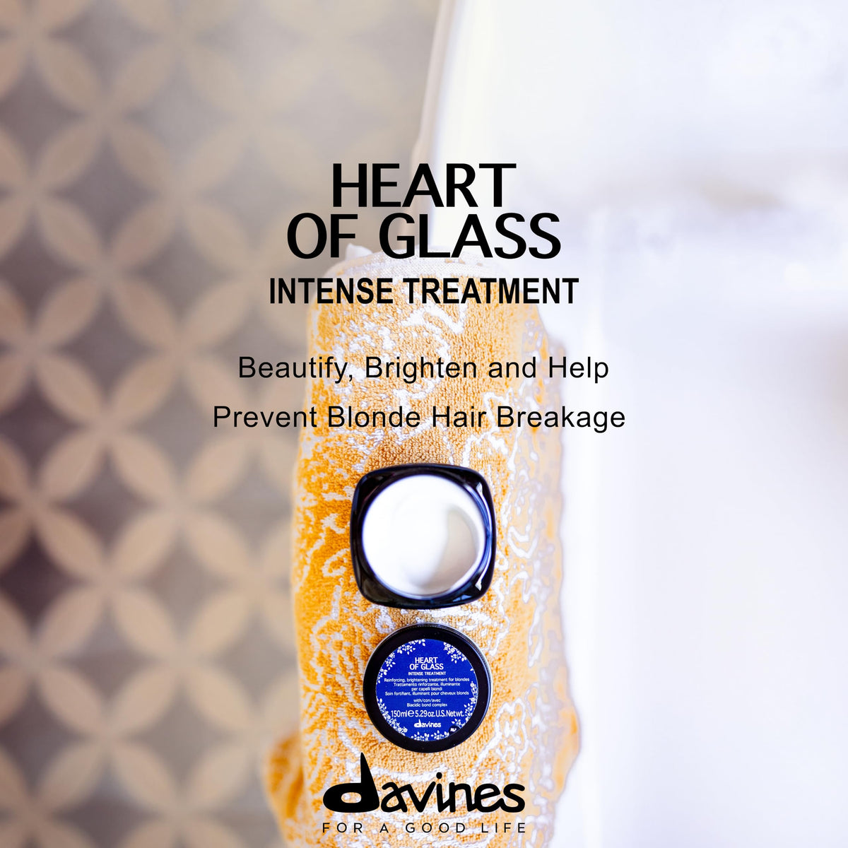 Davines Heart of Glass application on mid-lengths reducing breakage