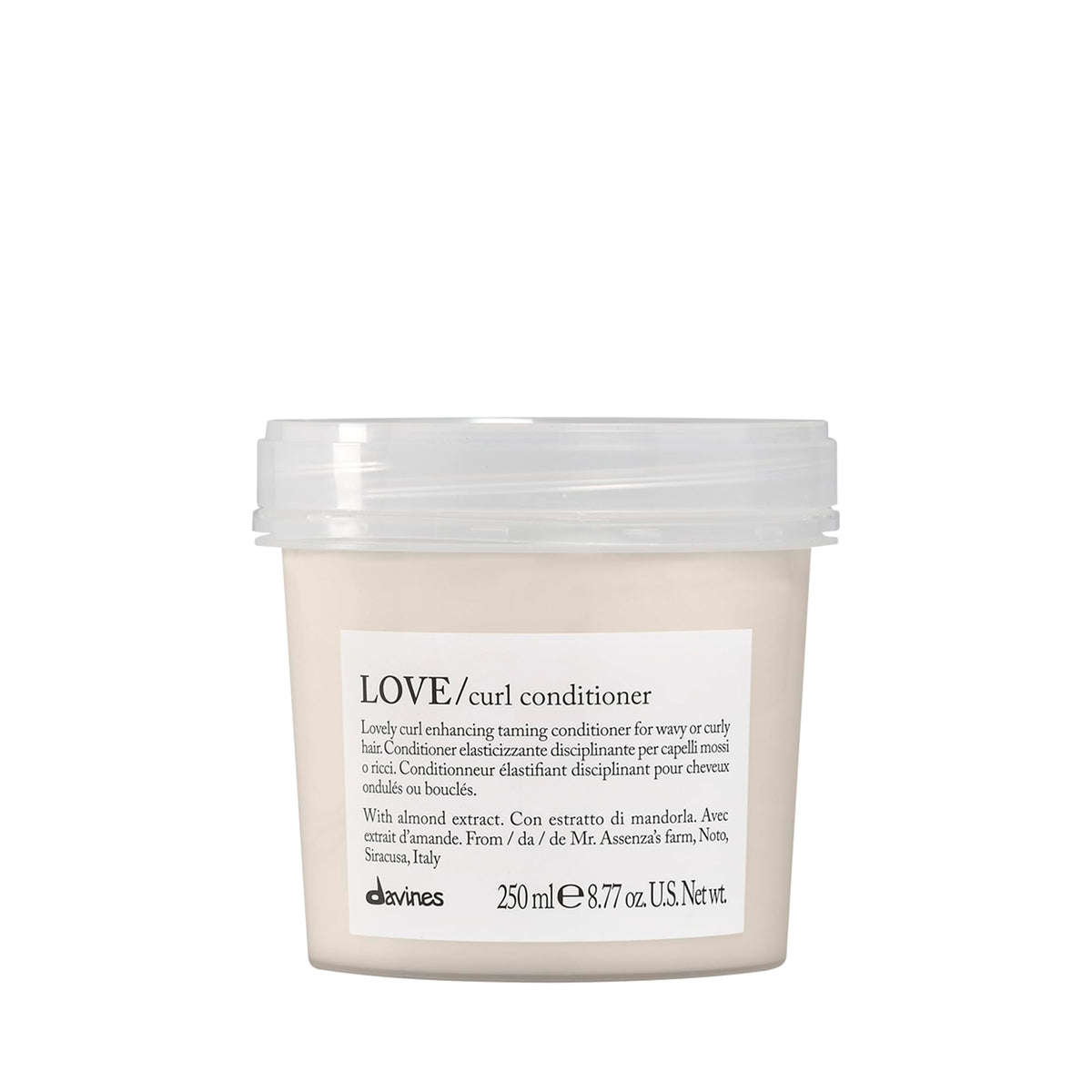 Davines bottle front label showing product and brand benefits