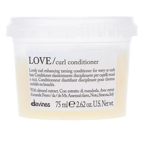 Davines LOVE Curl Conditioner front packaging shows travel-size bottle and benefits