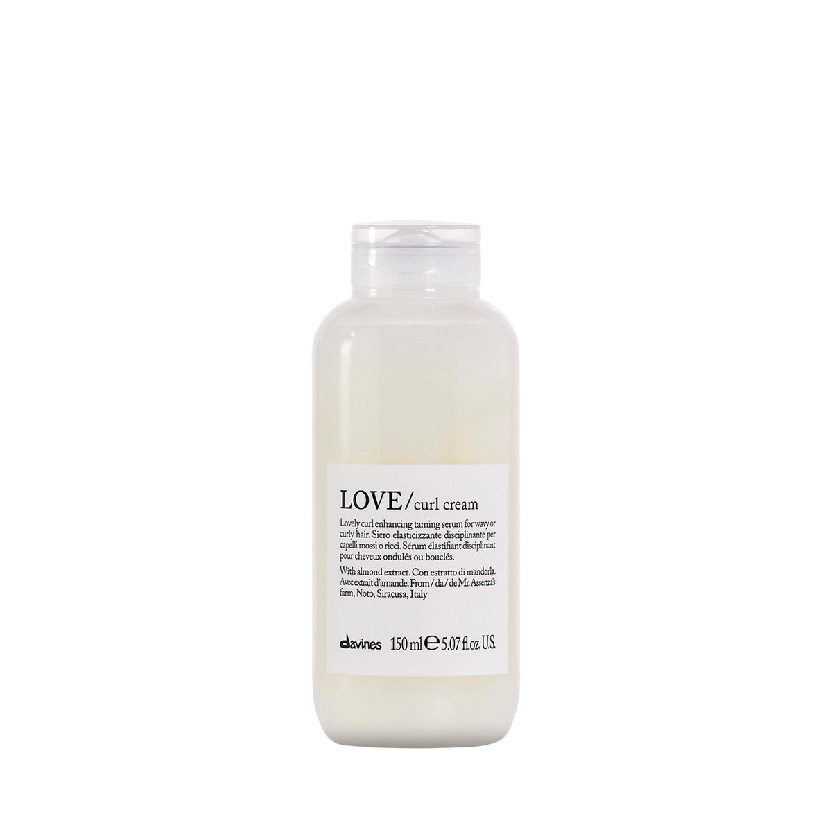 Davines LOVE Curl Cream front packaging showing bottle and label benefits