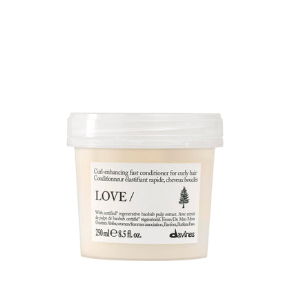 Davines LOVE CURL front packaging showing 8.5 oz bottle and branding benefits