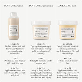 Davines LOVE CURL back label close-up showing ingredients and clarity benefit