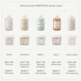 Davines before and after hair sample showing smoother, shinier, frizz-reduced results