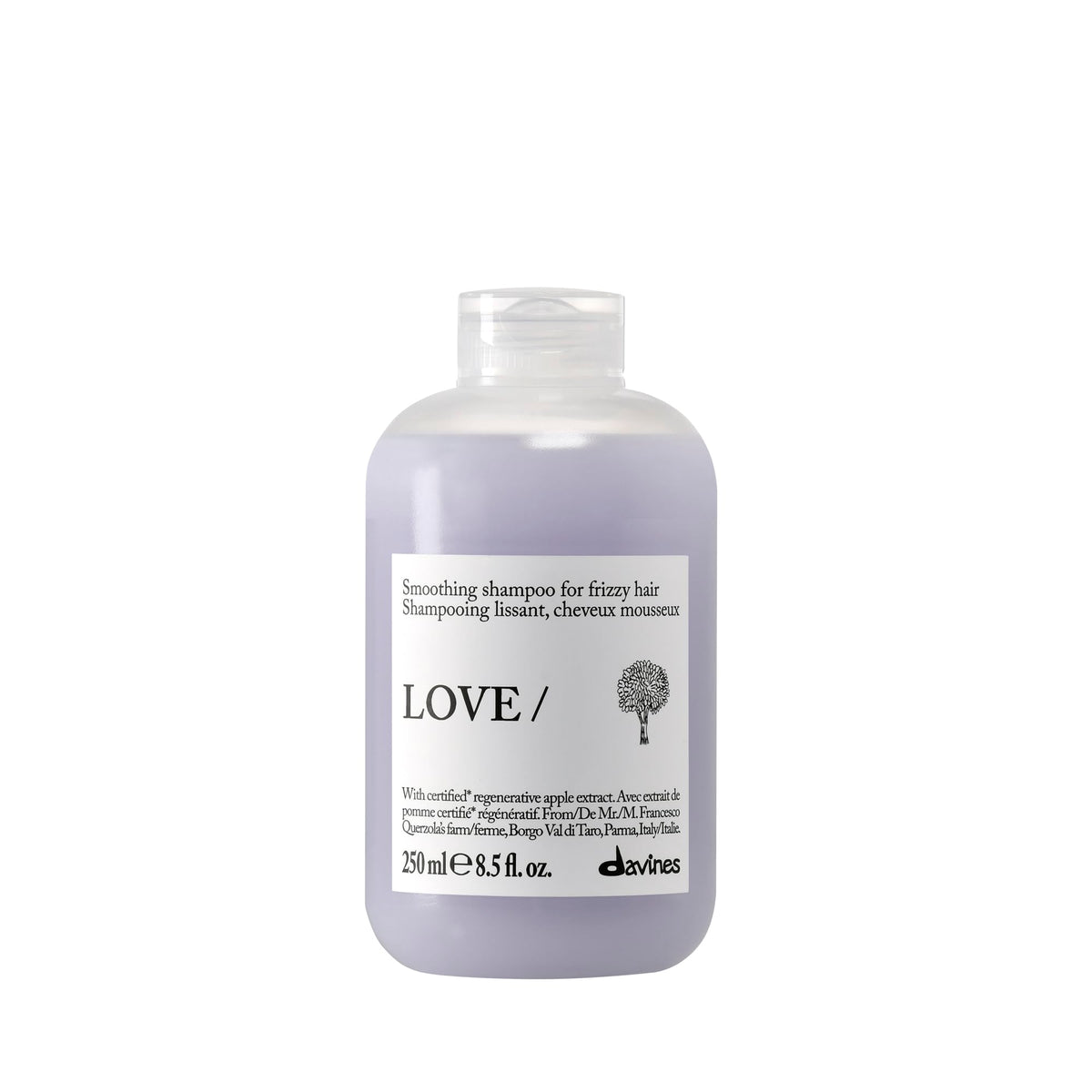 Davines LOVE SMOOTHING front bottle showing clean design and benefit