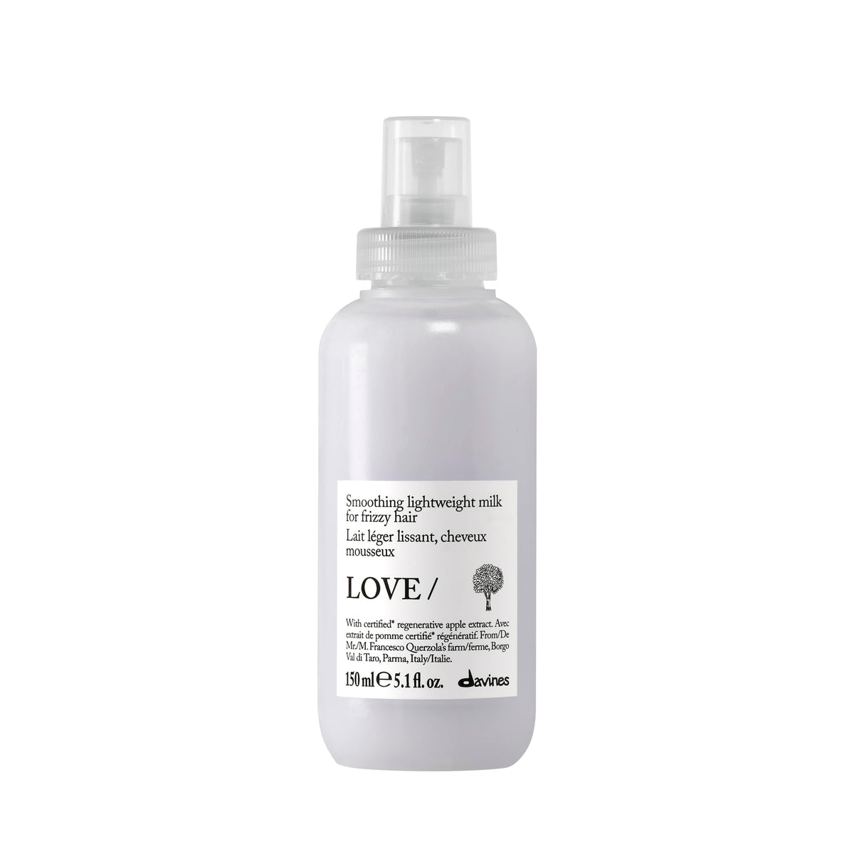 Davines front bottle showing label and compact travel-friendly size and benefit