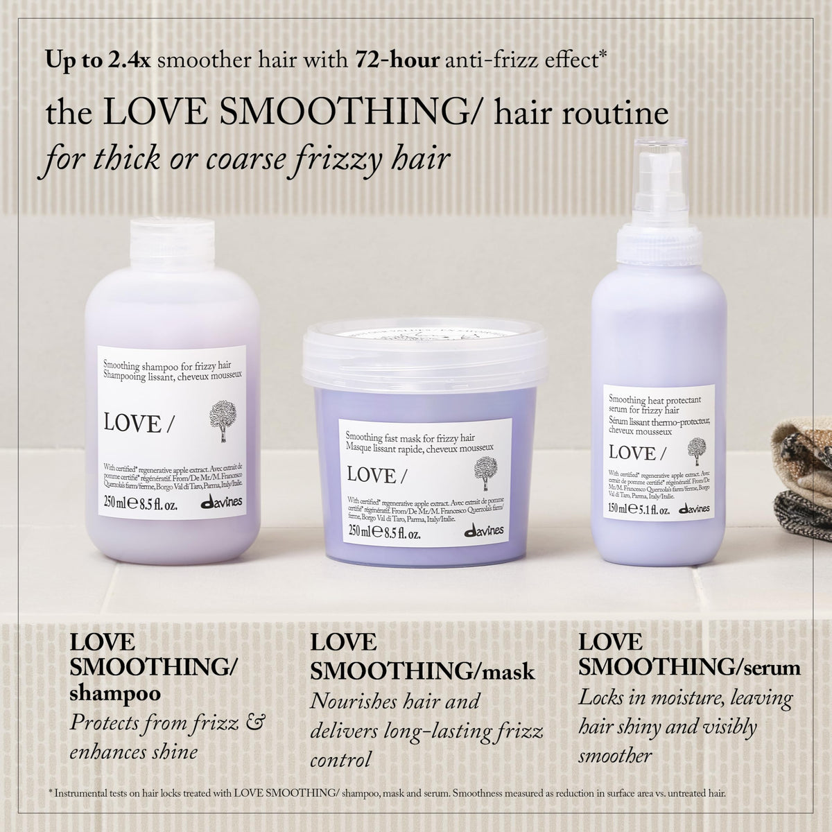 Davines serum at a stylist station illustrating professional styling use