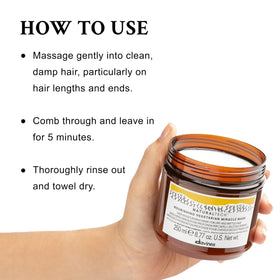Davines mask before and after hair comparison showing smoother finish benefit