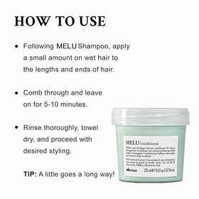 Close-up of Davines MELU cream texture highlighting smooth, nourishing emollients
