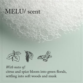 Davines MELU/ conditioner held in hand to show 8.5 oz scale