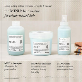 Davines MINU bottle label close-up showing product information