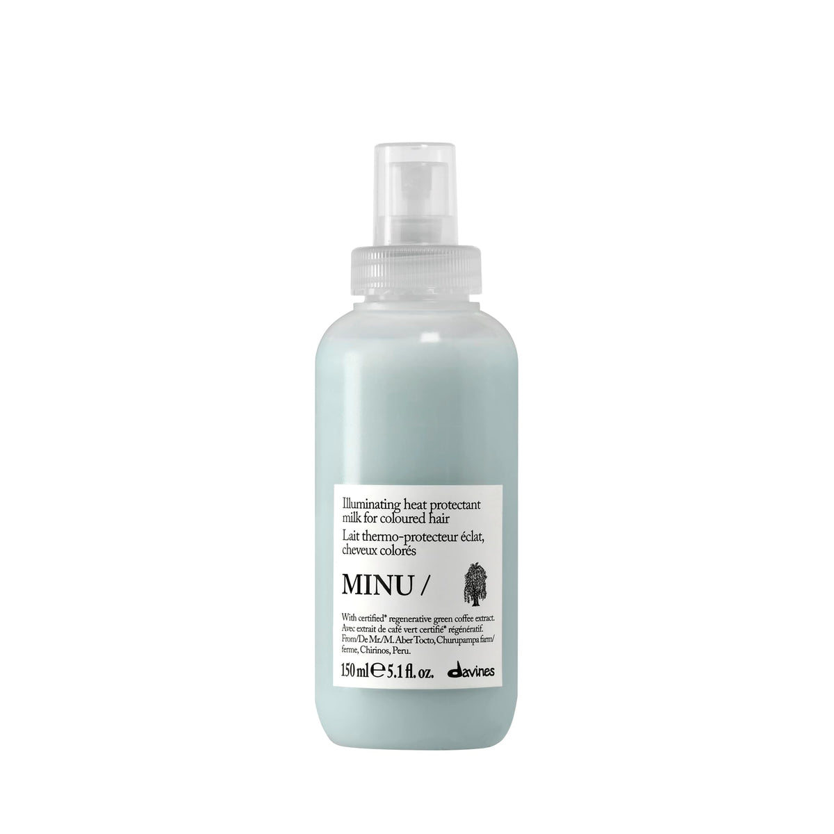 Davines MINU front packaging showing bottle benefits and size