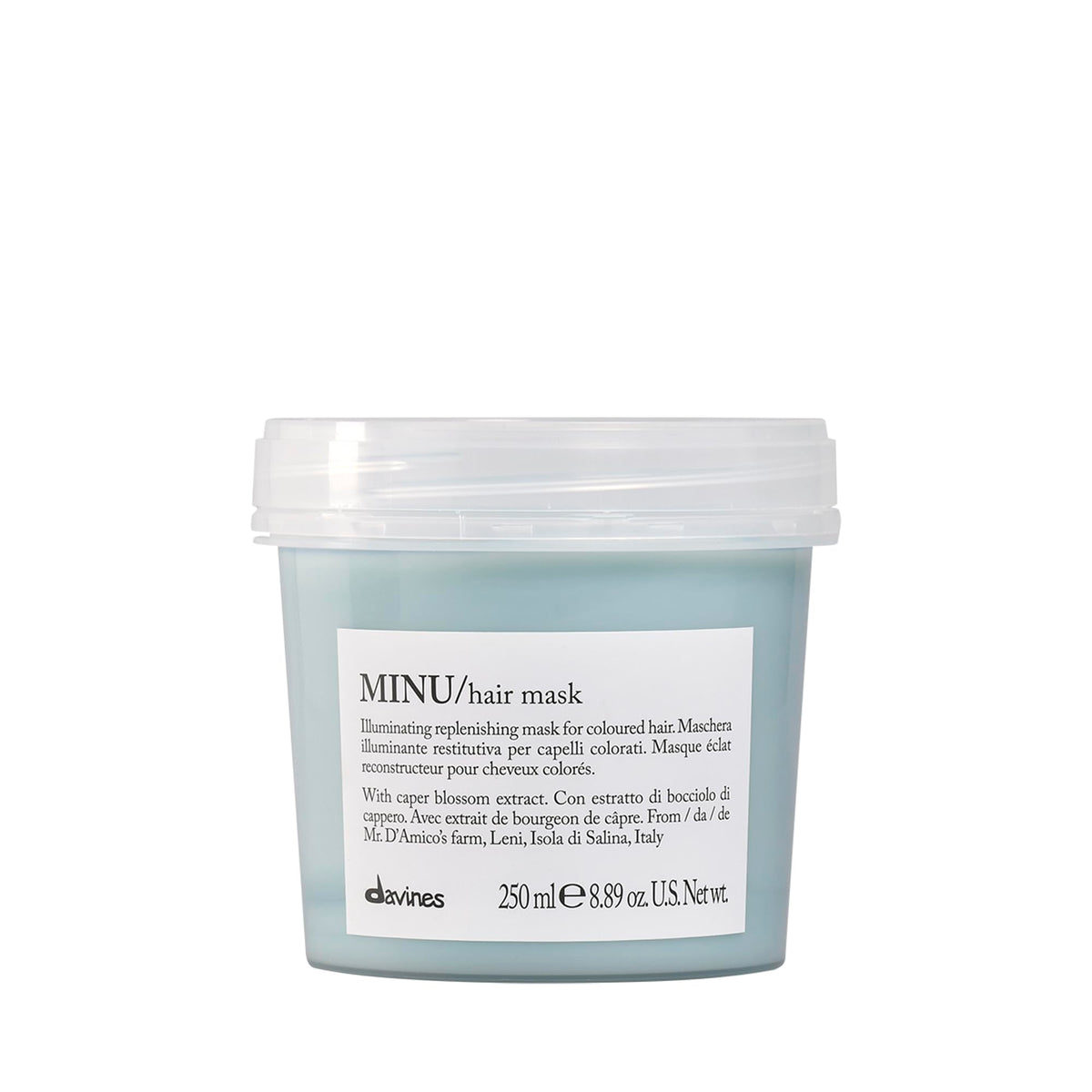 Davines MINU jar front view showing packaging and nourishing mask