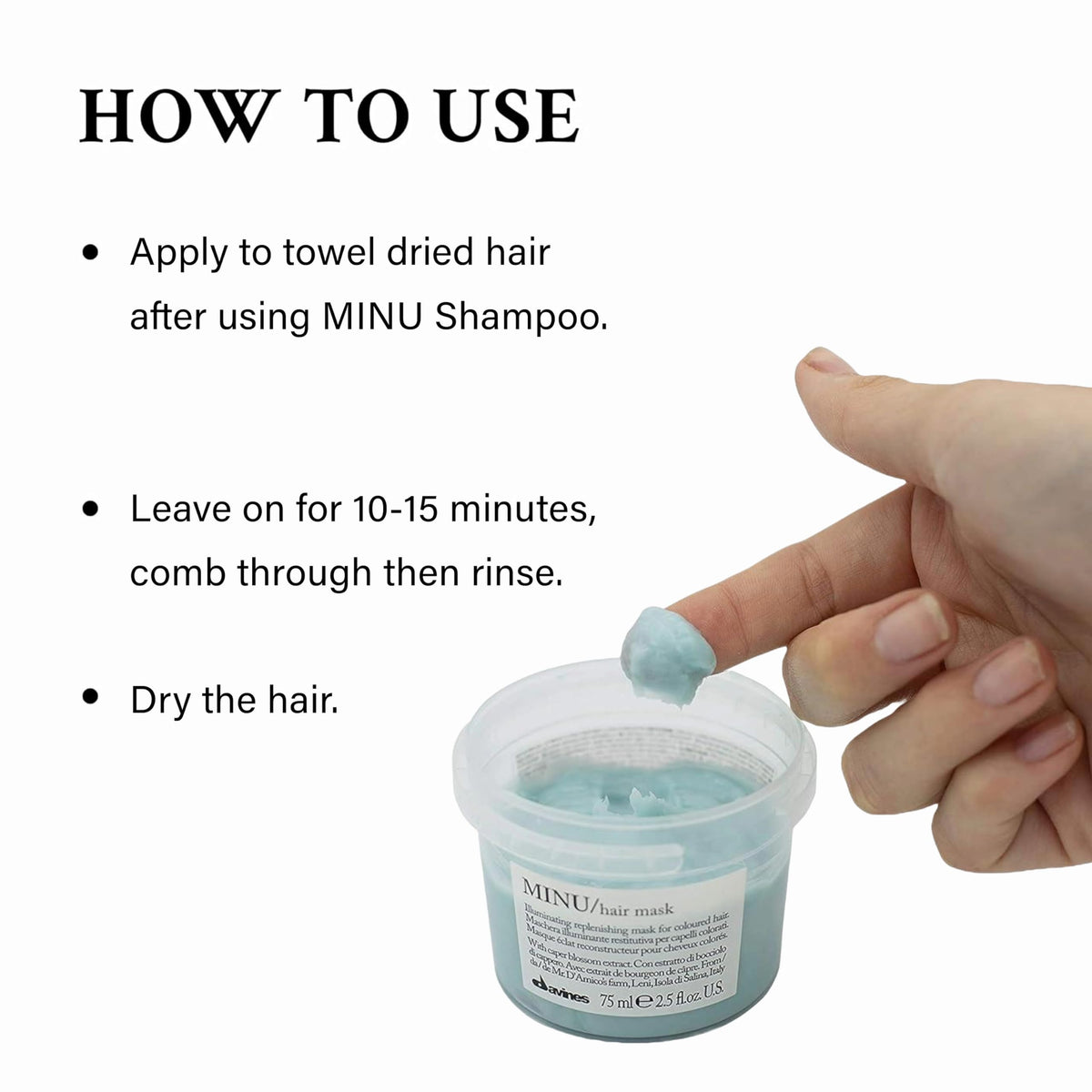Davines MINU with caper extract bottle emphasizing antioxidant ingredient