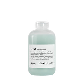 Davines MINU front bottle showing label and size with sleek design benefit