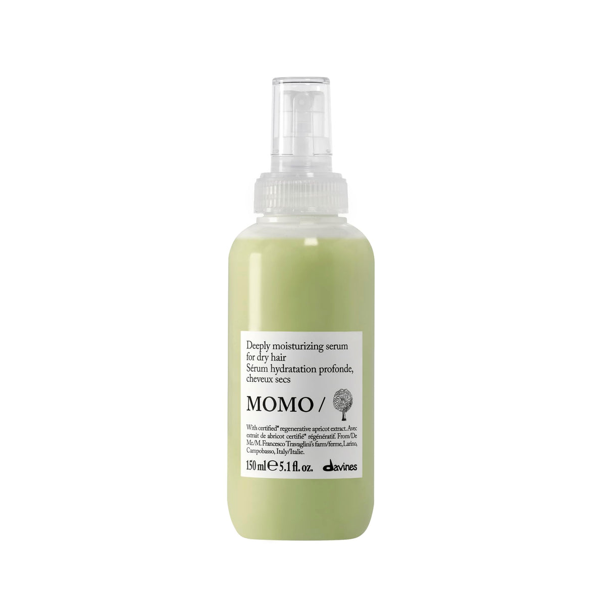 Davines MOMO front bottle showing sleek packaging and clean design benefit clarity