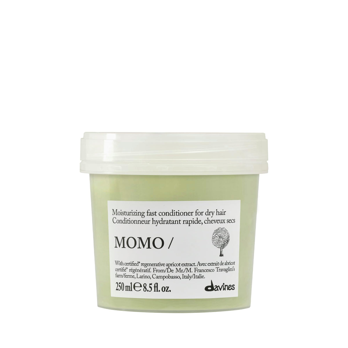 Davines MOMO front bottle showing label and size, highlights hydration